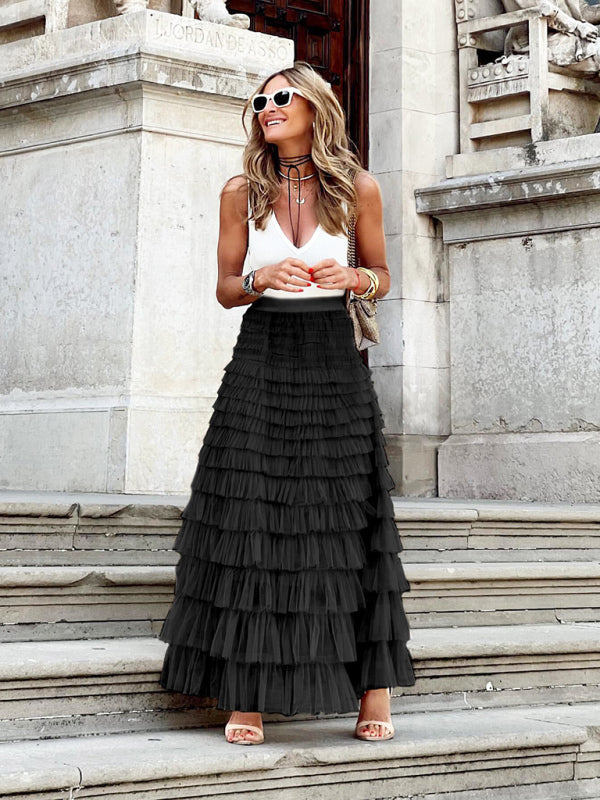 Delyah | Falda maxi de tul en capas