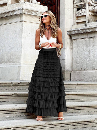Delyah | Falda maxi de tul en capas