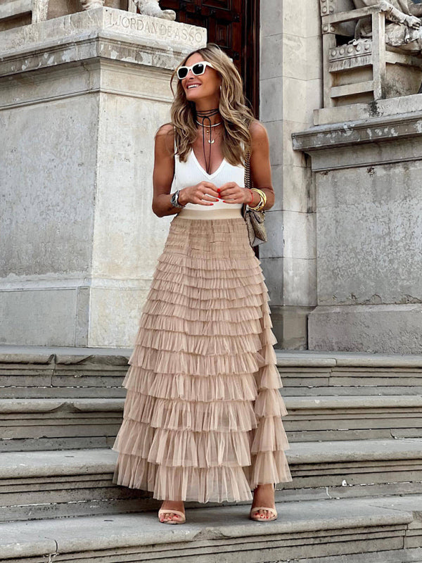 Delyah | Falda maxi de tul en capas