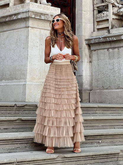 Delyah | Falda maxi de tul en capas